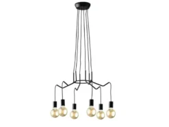 6 flammiger LED Kronleuchter Ø66cm Schwarz - minimalistisch moderne Spinnenlampe