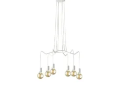 6 flammiger LED Kronleuchter Ø 66cm Weiß - minimalistisch moderne Spinnenleuchte