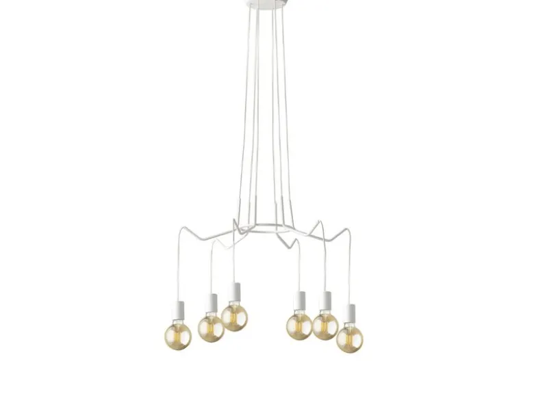 6 flammiger LED Kronleuchter Ø 66cm Weiß - minimalistisch moderne Spinnenleuchte