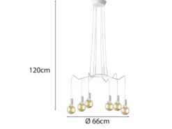 6 flammiger LED Kronleuchter Ø 66cm Weiß - minimalistisch moderne Spinnenleuchte