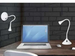 Flexible 2in1 LED Tischlampe & Wandlampe VIPER in Schwarz, Schalter am Fuß
