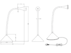 Flexible 2in1 LED Tischlampe & Wandlampe VIPER in Weiß, Schalter am Fuß