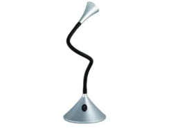 Flexible 2in1 LED Tischlampe & Wandlampe VIPER in Schwarz/Silber Schalter am Fuß