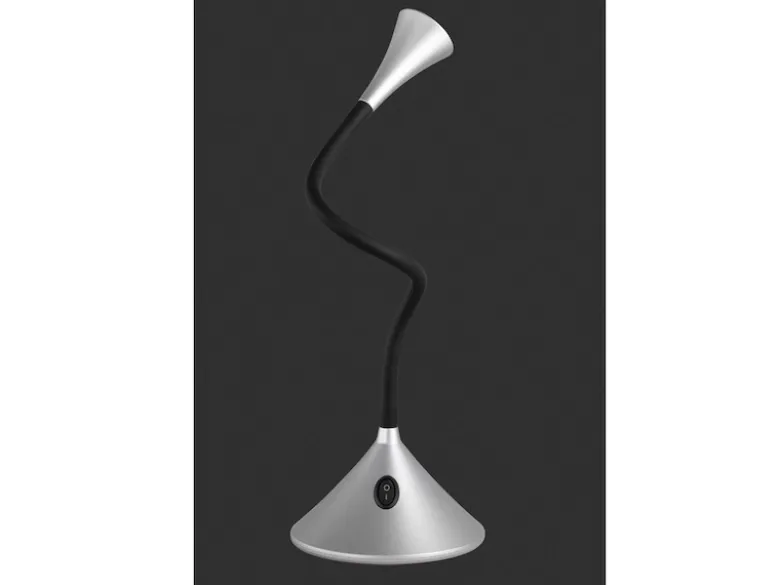 Flexible 2in1 LED Tischlampe & Wandlampe VIPER in Schwarz/Silber Schalter am Fuß