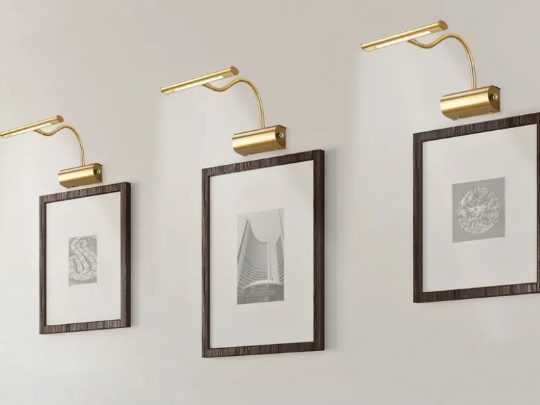 Flexible LED Bilderleuchte CURTIS Messing matt, Drehdimmer