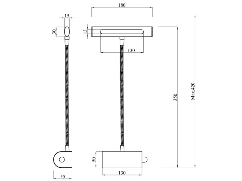 Flexible LED Bilderleuchte CURTIS Messing matt, Drehdimmer