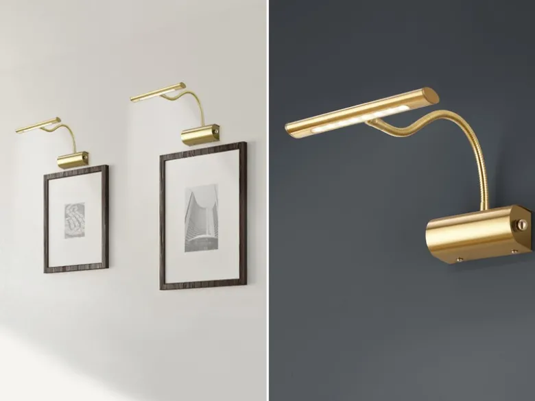 Flexible LED Bilderleuchte CURTIS Messing matt, Drehdimmer
