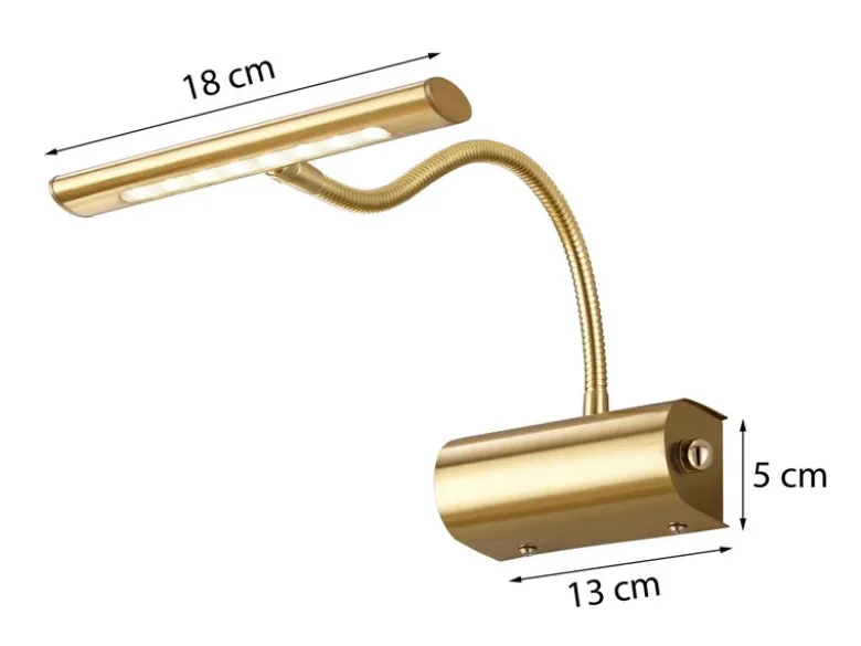 Flexible LED Bilderleuchte CURTIS Messing matt, Drehdimmer