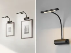 Flexible LED Bilderleuchte CURTIS, Wandleuchte mit Drehdimmer, Schwarz
