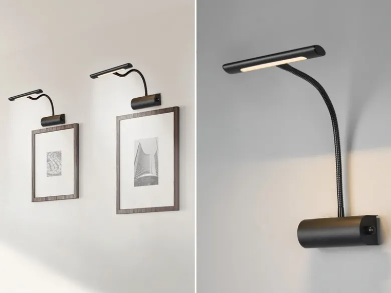 Flexible LED Bilderleuchte CURTIS, Wandleuchte mit Drehdimmer, Schwarz
