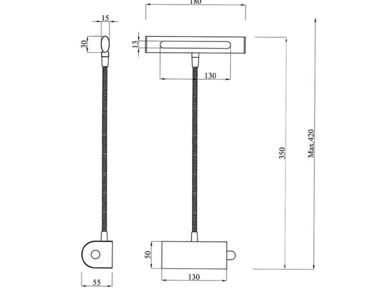 Flexible LED Bilderleuchte CURTIS, Wandleuchte mit Drehdimmer, Schwarz