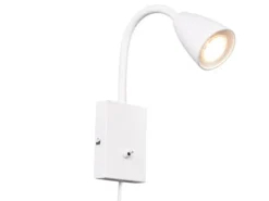 Flexible LED Leselampe, Wandleuchte mit Schalter & Stecker, Weiß Höhe 23,5cm