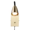 Flexible LED Leselampe, Wandleuchte mit Schalter & Stecker, Messing Höhe 23,5cm