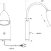 Flexible LED Leselampe, Wandleuchte mit Schalter & Stecker, Schwarz Höhe 23,5cm