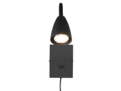 Flexible LED Leselampe, Wandleuchte mit Schalter & Stecker, Schwarz Höhe 23,5cm