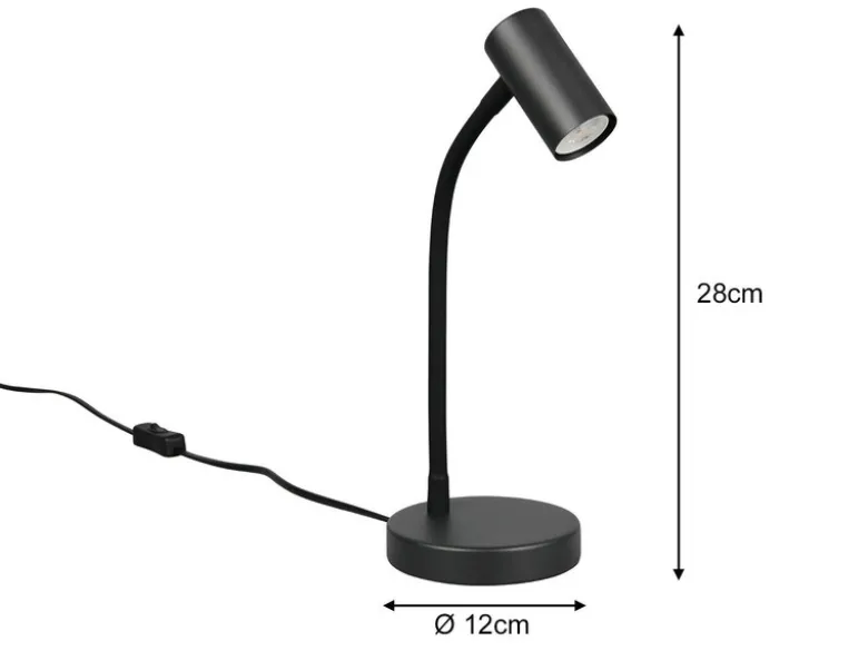 Flexible LED Schreibtischlampe Schwarz, Höhe 28cm