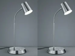 Flexible LED Schreibtischlampe 2er Set in Silber matt dimmbar