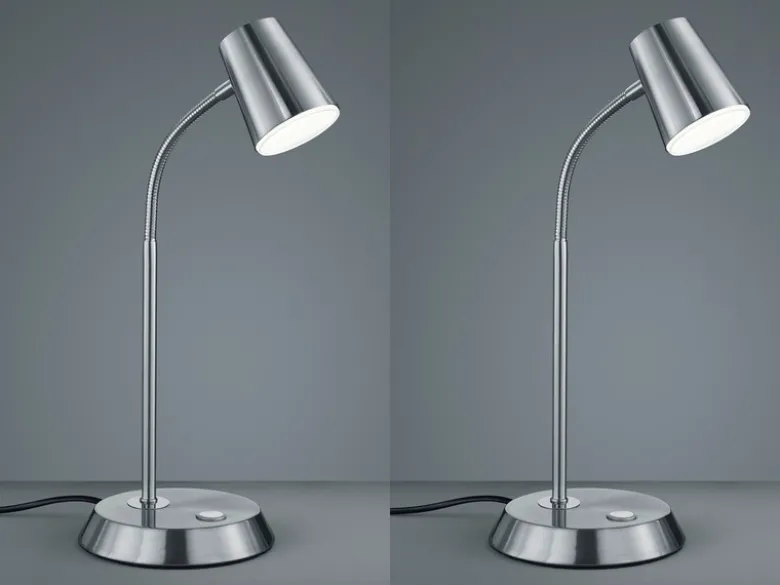 Flexible LED Schreibtischlampe 2er Set in Silber matt dimmbar