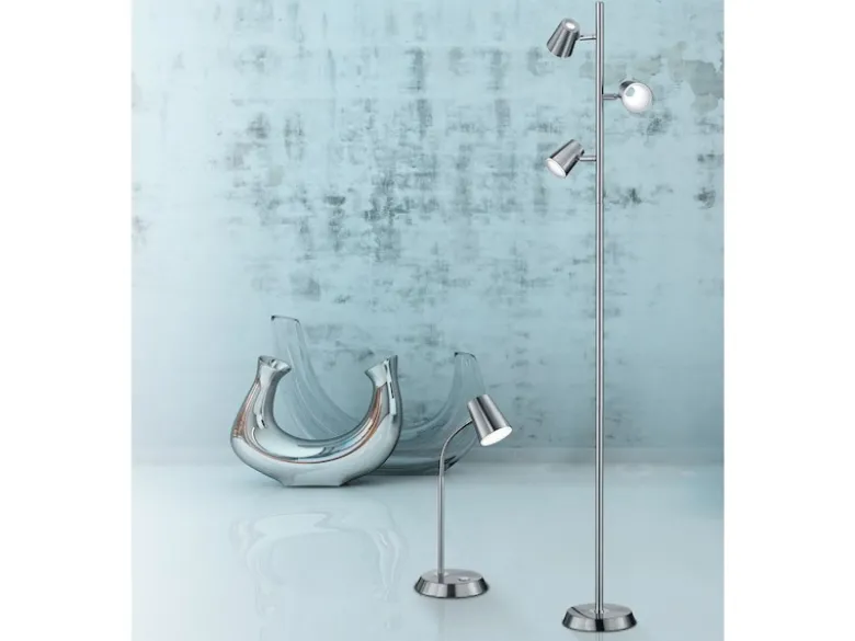 Flexible LED Schreibtischlampe 2er Set in Silber matt dimmbar