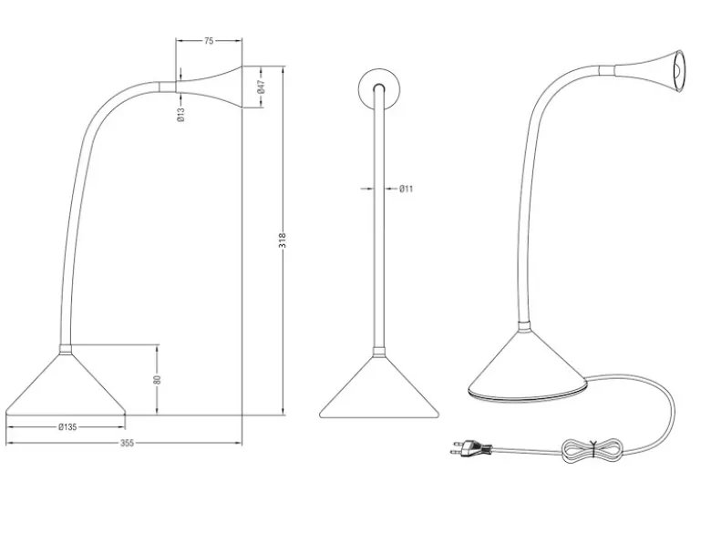 Flexible LED Schreibtischleuchten 2er SET in Silber auch Wandmontage möglich