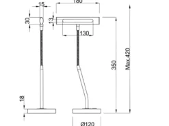 Flexible LED Schreibtischleuchte CURTIS Messing matt, 4-Stufen Dimmer