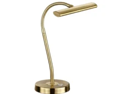Flexible LED Schreibtischleuchte CURTIS Messing matt, 4-Stufen Dimmer