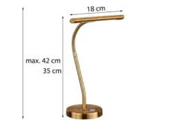 Flexible LED Schreibtischleuchte CURTIS Altmessing, 4-Stufen Dimmer