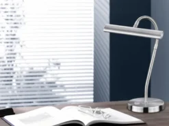 Flexible LED Schreibtischleuchte CURTIS Silber matt, 4-Stufen Dimmer