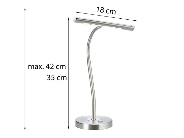 Flexible LED Schreibtischleuchte CURTIS Silber matt, 4-Stufen Dimmer