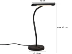 Flexible LED Schreibtischleuchte CURTIS Schwarz matt, 4-Stufen Dimmer