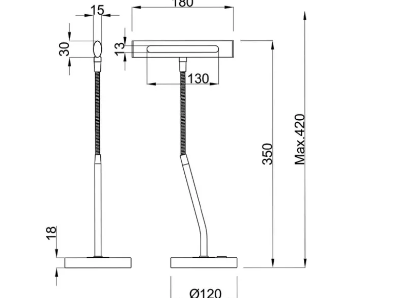 Flexible LED Schreibtischleuchte CURTIS Schwarz matt, 4-Stufen Dimmer