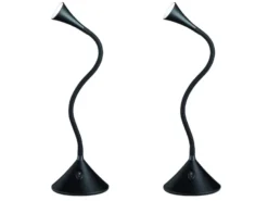 Flexible LED Schreibtischleuchten 2er SET in Schwarz, auch Wandmontage möglich