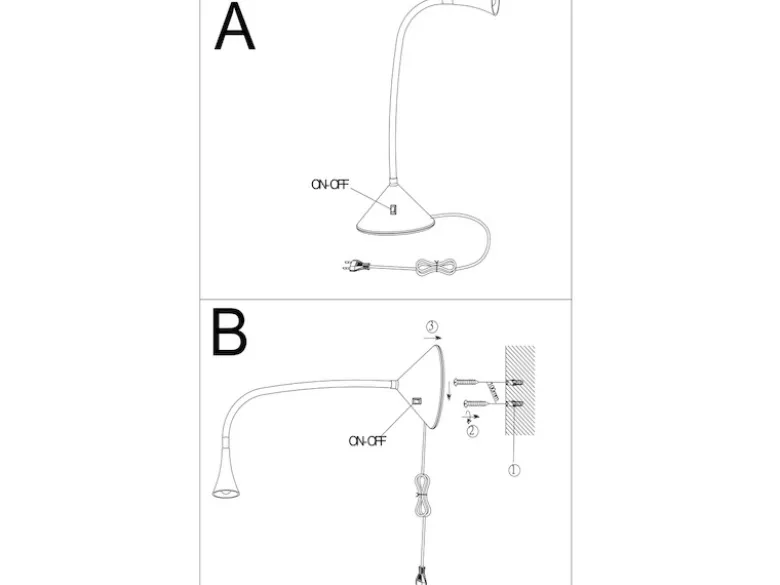 Flexible LED Schreibtischleuchten 2er SET in Schwarz, auch Wandmontage möglich