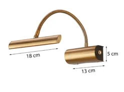 Flexible LED Wandleuchte / Bilderleuchte CURTIS Altmessing, Drehdimmer