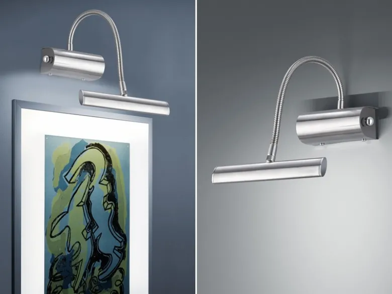 Flexible LED Wandleuchte / Bilderleuchte CURTIS Silber matt, Drehdimmer