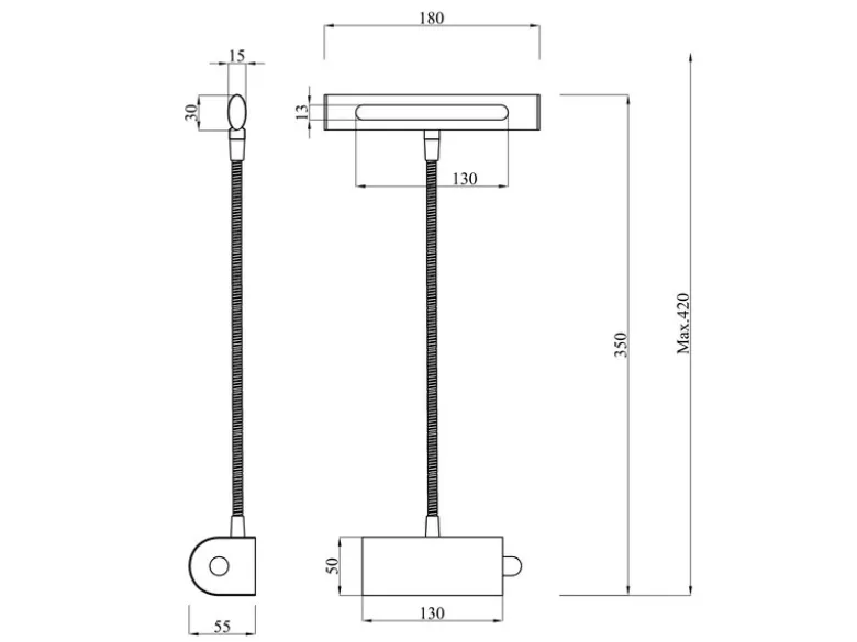 Flexible LED Wandleuchte / Bilderleuchte CURTIS Silber matt, Drehdimmer