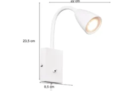 Flexible Leselampe WANDA, Wandleuchte mit & ohne Stecker, Weiß matt