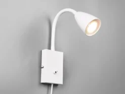 Flexible Leselampe WANDA, Wandleuchte mit & ohne Stecker, Weiß matt