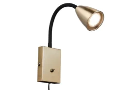 Flexible Leselampe WANDA, Wandleuchte mit & ohne Stecker, Messing matt