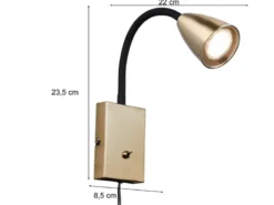 Flexible Leselampe WANDA, Wandleuchte mit & ohne Stecker, Messing matt