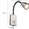 Flexible Leselampe WANDA, Wandleuchte mit & ohne Stecker, Silber matt