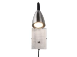 Flexible Leselampe WANDA, Wandleuchte mit & ohne Stecker, Silber matt