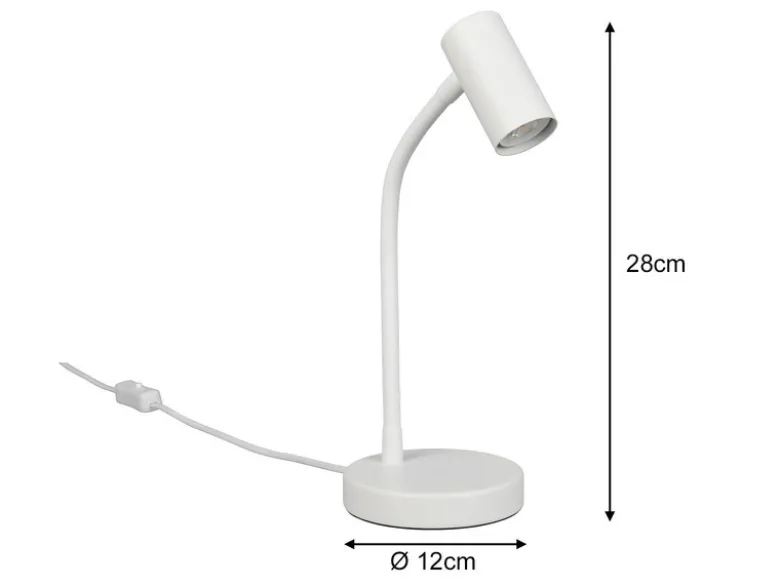 Flexible Schreibtischlampe TARYN Weiß, Höhe 28cm