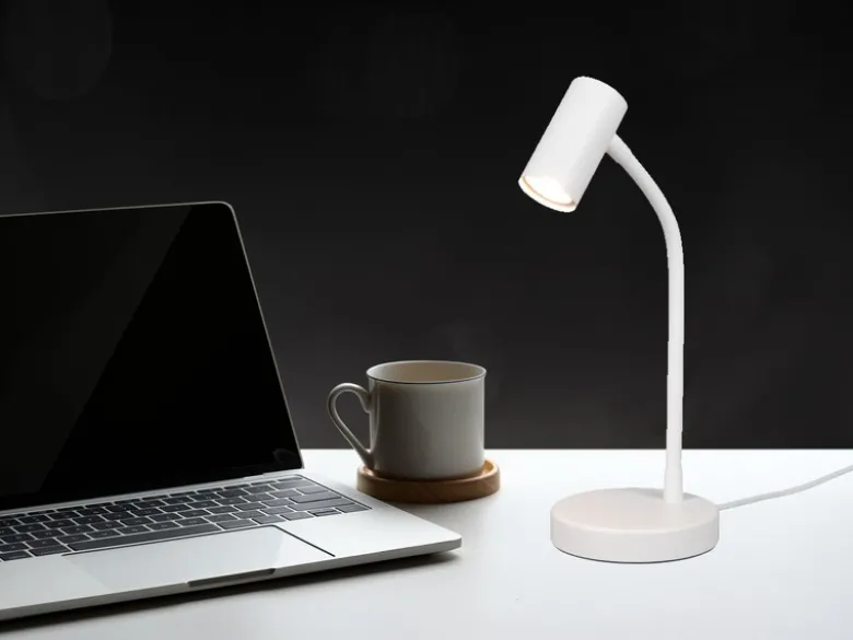 Flexible Schreibtischlampe TARYN Weiß, Höhe 28cm