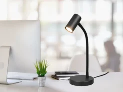 Flexible Schreibtischlampe TARYN Schwarz, Höhe 28cm