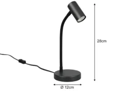 Flexible Schreibtischlampe TARYN Schwarz, Höhe 28cm