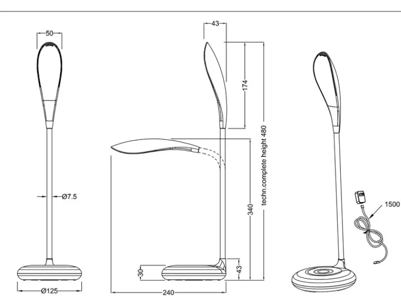 Flexible Schreibtischleuchte KRAIT dimmbar USB Anschluß + RGB Farbwechsler