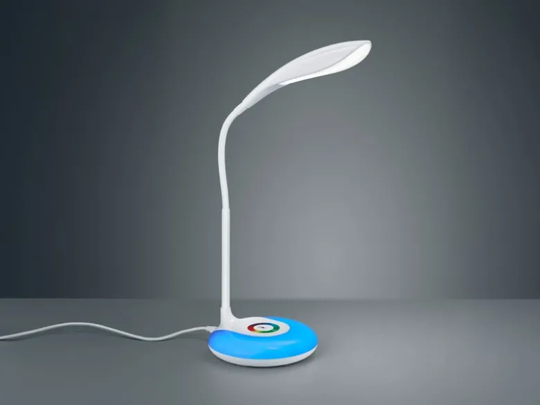 Flex Schreibtischleuchte KRAIT Weiß dimmbar USB Anschluß + RGB Farbwechsler