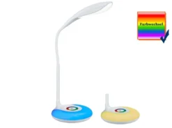 Flex Schreibtischleuchte KRAIT Weiß dimmbar USB Anschluß + RGB Farbwechsler