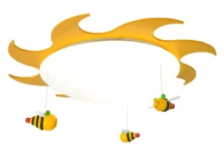 Fröhliche Deckenleuchte fürs Kinderzimmer, Sonne mit süßen Bienen, SUM-SUM